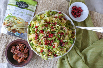 Shaved Brussels Sprouts Salad with Lemongrass Ginger Dressing