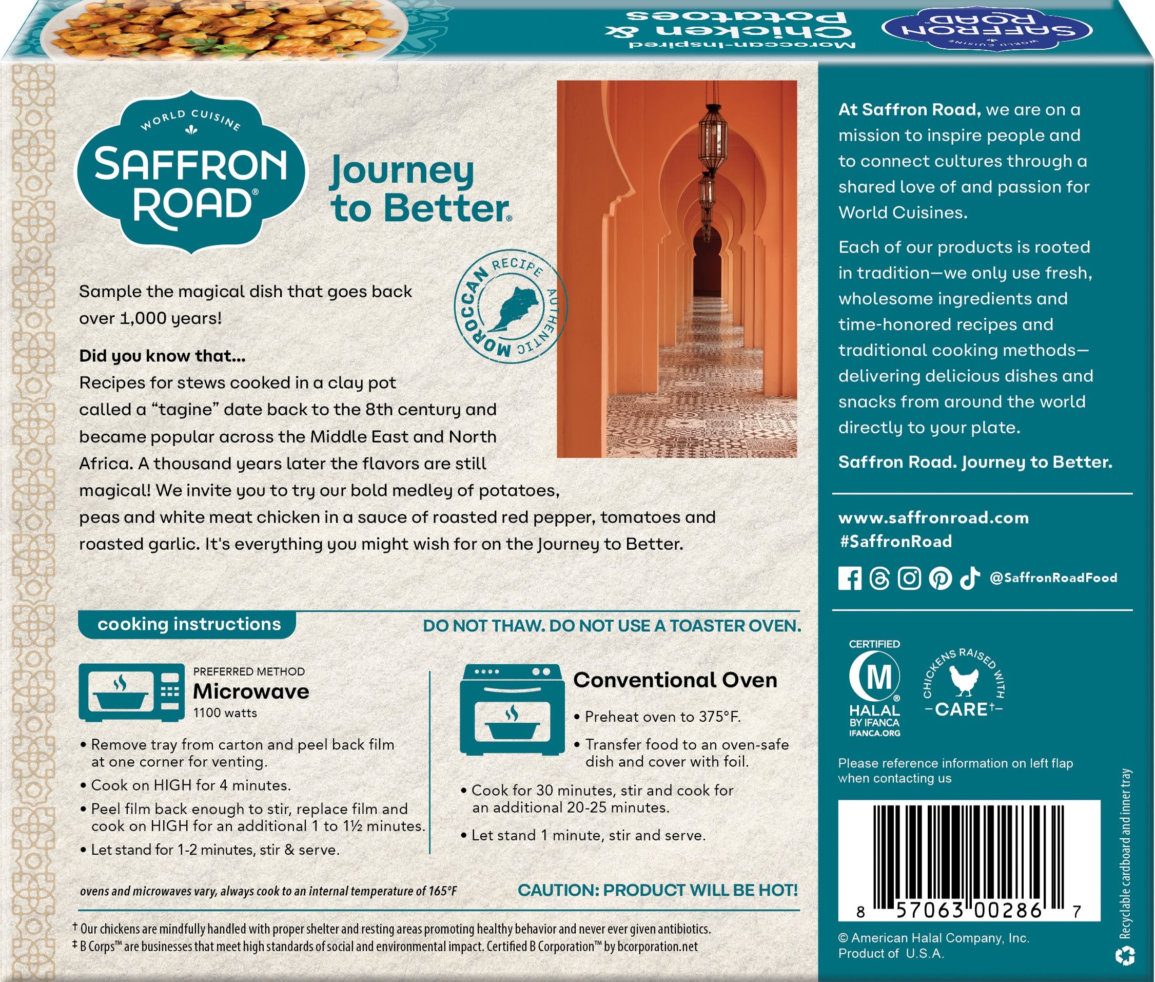 Moroccan-Inspired Chicken and Potatoes Frozen Meal Frozen Dinners saffron-road-b2c 